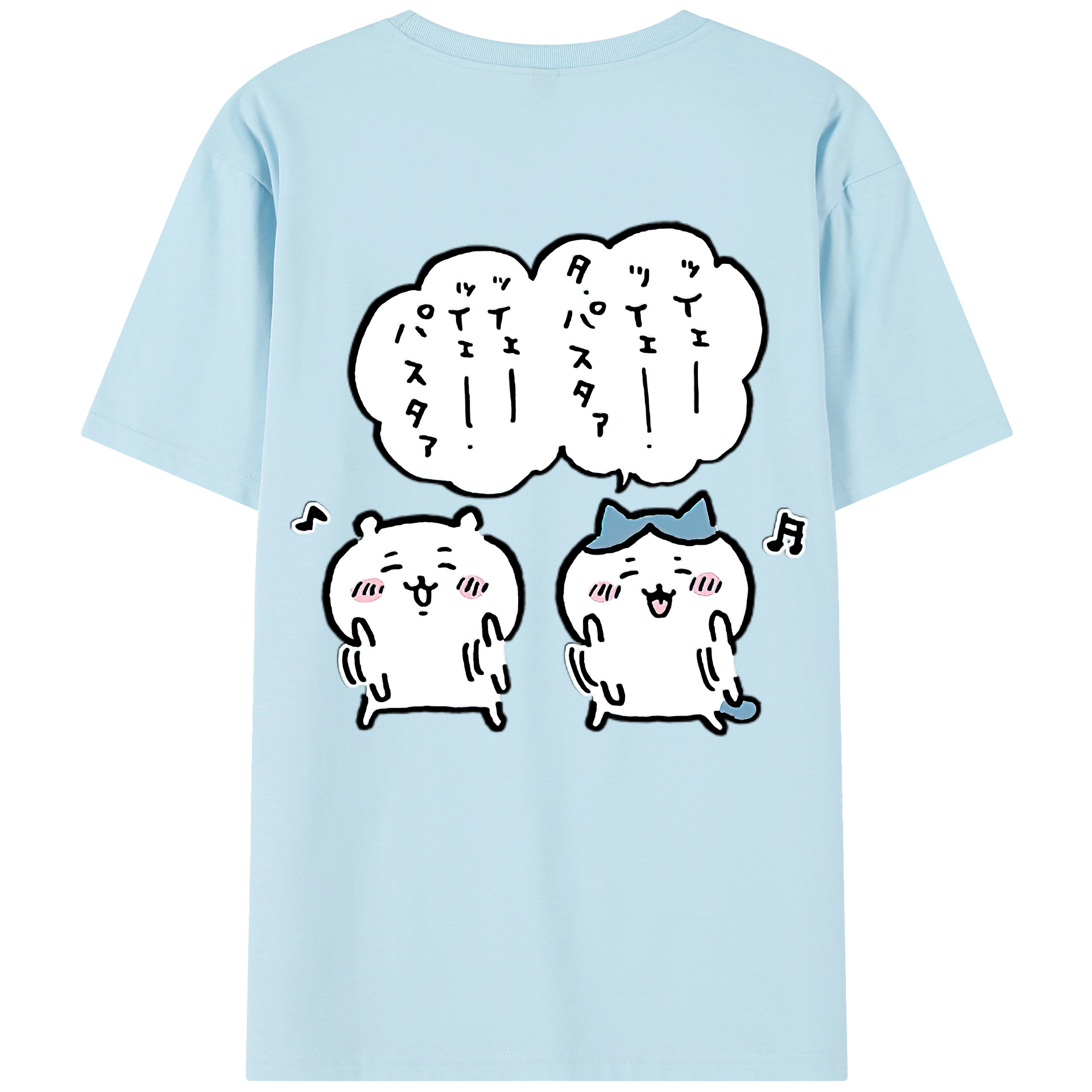 （画像用） ちいかわ ハチワレ Chii-kawa hachiware 綿100％半袖Tシャツ（背面プリント）
